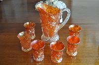 Carnival Glass Jug & 6 x Matching Glasses 