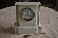 Medaille Darren Dated on Workings 1855 French White Marble Clock with 1/2 Hour Bell Chime 