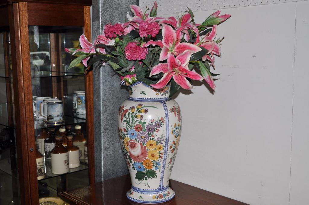 Large Floral Vase with Assortment of Artificial Flowers 53cm Tall (Item