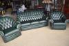 3 Piece The Classic Chesterfield Brand Green Leather Button Back Lounge Suite 