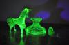 3 x Pieces of Uranium Glass - Horse, Bird & Candlestick 