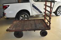 Large Wooden & Metal Railway Trolley 161cmH x 112cmL 