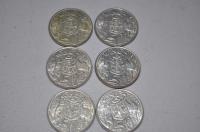 6 x 1966 Round 50 Cent Pieces 